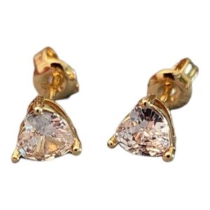 New 4mm Heart Cubic Zirconia Sterling Silver 14k Gold Plated Stud Earrings